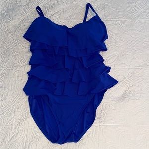 Aqua Green Blue Ruffled One Piece